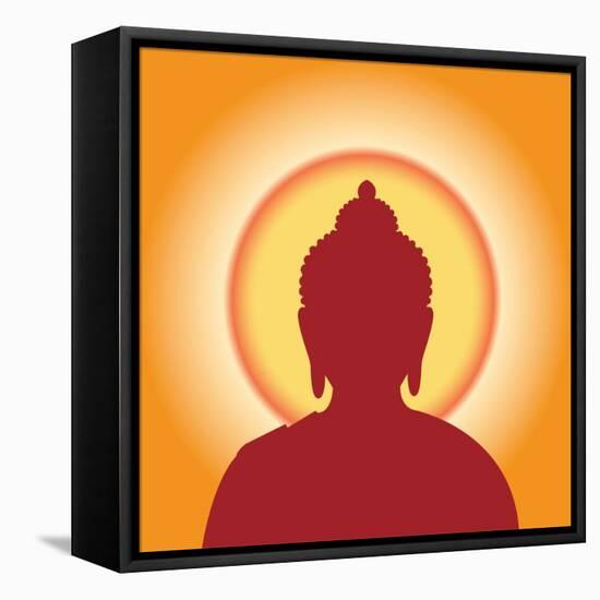 Buddha Silhouette Against the Sun-Andrii Adamskyi-Framed Stretched Canvas