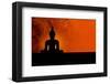 Buddha Silhouette & Red Sunset-null-Framed Art Print