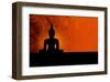Buddha Silhouette & Red Sunset-null-Framed Art Print