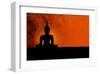 Buddha Silhouette & Red Sunset-null-Framed Art Print