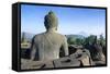 Buddha Sitting in a Stupha in the Temple Complex of Borobodur, Java, Indonesia-Michael Runkel-Framed Stretched Canvas