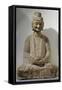 Buddha Sitting in Meditation, Grey Limestone Statue from Gongxian Caves-null-Framed Stretched Canvas