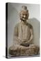 Buddha Sitting in Meditation, Grey Limestone Statue from Gongxian Caves-null-Stretched Canvas