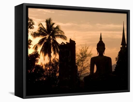 Buddha Statue and Sunset, Thailand-Gavriel Jecan-Framed Stretched Canvas