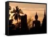 Buddha Statue and Sunset, Thailand-Gavriel Jecan-Framed Stretched Canvas