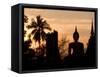 Buddha Statue and Sunset, Thailand-Gavriel Jecan-Framed Stretched Canvas
