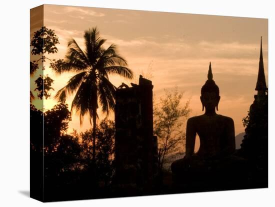 Buddha Statue and Sunset, Thailand-Gavriel Jecan-Stretched Canvas