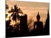 Buddha Statue and Sunset, Thailand-Gavriel Jecan-Stretched Canvas