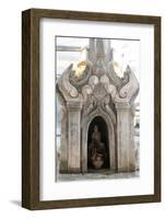 Buddha Statue and Water Pot Left by Buddhist Devotee Inside Shrine-Annie Owen-Framed Photographic Print