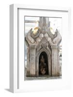 Buddha Statue and Water Pot Left by Buddhist Devotee Inside Shrine-Annie Owen-Framed Photographic Print