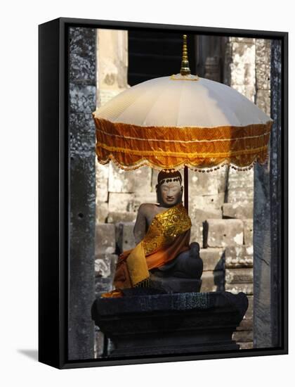 Buddha Statue at Bayon Temple, Angkor, Siem Reap, Cambodia, Indochina, Southeast Asia, Asia-null-Framed Stretched Canvas