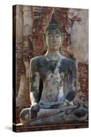 Buddha statue at Wat Mahathat, Ayutthaya Historical Park, Thailand-Art Wolfe-Stretched Canvas