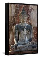 Buddha statue at Wat Mahathat, Ayutthaya Historical Park, Thailand-Art Wolfe-Framed Stretched Canvas