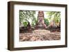 Buddha Statue in Ancient History Temple in Ayuthaya World Heritage Sites of Unesco Central of Thail-khunaspix-Framed Photographic Print