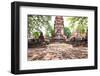 Buddha Statue in Ancient History Temple in Ayuthaya World Heritage Sites of Unesco Central of Thail-khunaspix-Framed Photographic Print