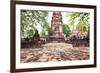 Buddha Statue in Ancient History Temple in Ayuthaya World Heritage Sites of Unesco Central of Thail-khunaspix-Framed Photographic Print