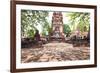Buddha Statue in Ancient History Temple in Ayuthaya World Heritage Sites of Unesco Central of Thail-khunaspix-Framed Photographic Print