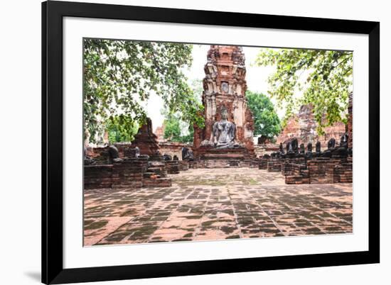 Buddha Statue in Ancient History Temple in Ayuthaya World Heritage Sites of Unesco Central of Thail-khunaspix-Framed Photographic Print