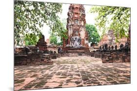 Buddha Statue in Ancient History Temple in Ayuthaya World Heritage Sites of Unesco Central of Thail-khunaspix-Mounted Photographic Print
