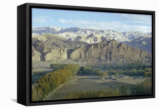 Buddha Statue in Cliffs (Since Destroyed by the Taliban), Bamiyan, Afghanistan-Sybil Sassoon-Framed Stretched Canvas