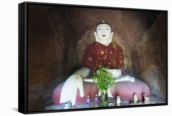 Buddha Statue in Temple, Bagan (Pagan), Myanmar (Burma), Asia-Christian Kober-Framed Stretched Canvas