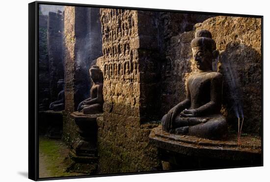 Buddha Statue, Temple of Kothaung, Dated 1553, Mrauk U, Rakhaing State, Myanmar (Burma), Asia-Nathalie Cuvelier-Framed Stretched Canvas