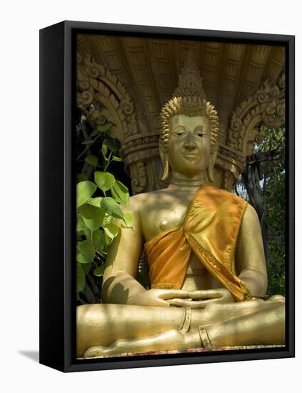 Buddha Statue, Wat Si Muang, Vientiane, Laos, Indochina, Southeast Asia, Asia-Richard Maschmeyer-Framed Stretched Canvas