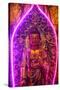 Buddha statue with neon light, Chua Thien Hung Buddhist Pagoda, Ho Chi Minh City, Vietnam, Indochin-null-Stretched Canvas