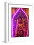 Buddha statue with neon light, Chua Thien Hung Buddhist Pagoda, Ho Chi Minh City, Vietnam, Indochin-null-Framed Photographic Print