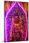 Buddha statue with neon light, Chua Thien Hung Buddhist Pagoda, Ho Chi Minh City, Vietnam, Indochin-null-Mounted Photographic Print