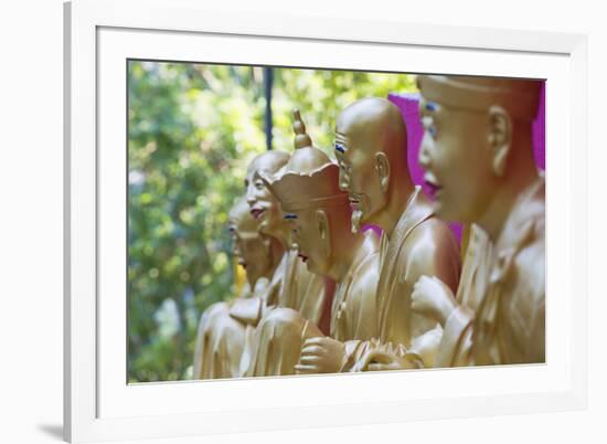 Buddha Statues at Ten Thousand Buddhas Monastery, Shatin, New Territories, Hong Kong, China, Asia-Ian Trower-Framed Photographic Print