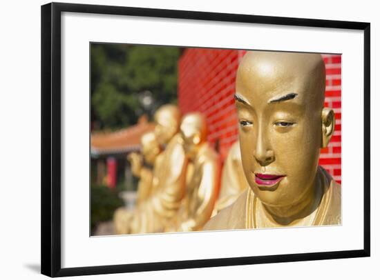 Buddha Statues at Ten Thousand Buddhas Monastery, Shatin, New Territories, Hong Kong, China, Asia-Ian Trower-Framed Photographic Print