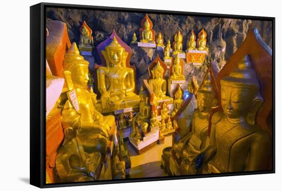 Buddha Statues in Entrance to Shwe Oo Min Natural Cave Pagoda, Pindaya, Myanmar (Burma), Asia-Christian Kober-Framed Stretched Canvas