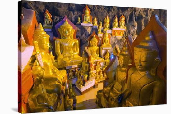 Buddha Statues in Entrance to Shwe Oo Min Natural Cave Pagoda, Pindaya, Myanmar (Burma), Asia-Christian Kober-Stretched Canvas