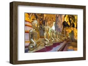 Buddha Statues in Entrance to Shwe Oo Min Natural Cave Pagoda, Pindaya, Myanmar (Burma), Asia-Christian Kober-Framed Photographic Print