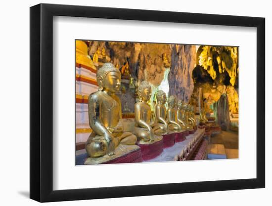 Buddha Statues in Entrance to Shwe Oo Min Natural Cave Pagoda, Pindaya, Myanmar (Burma), Asia-Christian Kober-Framed Photographic Print