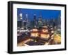 Buddha Tooth Relic Temple and skyscrapers at dusk, Chinatown, Singapore-Ian Trower-Framed Photographic Print