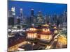 Buddha Tooth Relic Temple and skyscrapers at dusk, Chinatown, Singapore-Ian Trower-Mounted Photographic Print