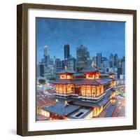 Buddha Tooth Relic Temple and skyscrapers, Chinatown, Singapore-Ian Trower-Framed Photographic Print