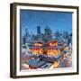 Buddha Tooth Relic Temple and skyscrapers, Chinatown, Singapore-Ian Trower-Framed Photographic Print