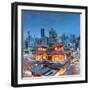 Buddha Tooth Relic Temple and skyscrapers, Chinatown, Singapore-Ian Trower-Framed Photographic Print