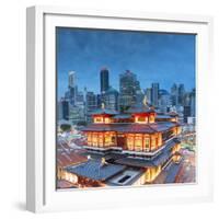 Buddha Tooth Relic Temple and skyscrapers, Chinatown, Singapore-Ian Trower-Framed Photographic Print