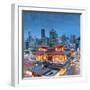 Buddha Tooth Relic Temple and skyscrapers, Chinatown, Singapore-Ian Trower-Framed Photographic Print