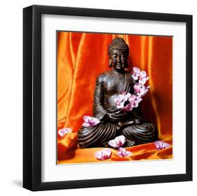 Buddha with Flowers-Stephane De Bourgies-Framed Art Print