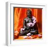 Buddha with Flowers-Stephane De Bourgies-Framed Art Print