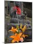 Buddha with Red Scarf and Fresh Flowers, Daisho in Temple, Miyajima, Honshu, Japan-Simanor Eitan-Mounted Photographic Print