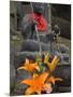 Buddha with Red Scarf and Fresh Flowers, Daisho in Temple, Miyajima, Honshu, Japan-Simanor Eitan-Mounted Photographic Print