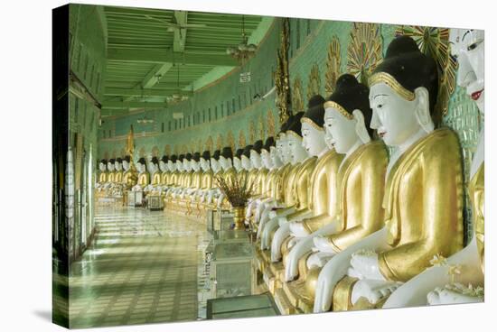 Buddhas in the U Min Thonze Cave Temple, Sagaing Hill, Sagaing, Myanmar (Burma), Southeast Asia-Alex Robinson-Stretched Canvas