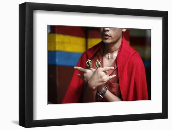 Buddhist ceremony, Swayambhunath temple, Kathmandu, Nepal-Godong-Framed Photographic Print