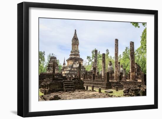 Buddhist chedi (stupa) and temple in Si Satchanalai Historical Park, Sukhothai, UNESCO World Herita-Alex Robinson-Framed Photographic Print